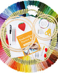 304 Pack Embroidery Kit, 200 Colors Threads, 5 Pcs Bamboo Embroidery Hoops, 2 Pcs Aida Cloth, Instructions, Bag and Cross Stitch Tools Set, Hand Embroidery Starter Kit for Beginners Adults
