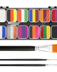 39 Colors Face Paint Kit for Kids: Professional Face Painting Kit with 6 Stencils and 13 Brushes - Water Activated Facepaint Makeup Kit - Non Toxic Face Paint for Halloween and Christmas
