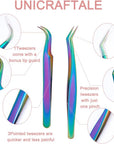 4Pcs 2 Styles Stainless Steel Curved Pointed Craft Tweezer Rainbow Eyelash Tweezers Clips Sticker Picking Tool Tweezer for DIY Craft Precision Tweezers Jewelry Making