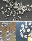 Corsage Boutonniere Pins 2 Inch Bouquet Flower Floral Diamond Rhinestones Pins Crystal Head Clear Straight Pins for Wedding Bridal Hair Accessories Jewelry Decoration DIY Craft Sewing 100 Pack