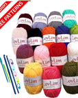 Crochet Yarn Kit, 16 Soft Cotton Yarn Skeins,1000+ Yards, for Crochet and Knitting, Free Crochet/Amigurumi Patterns, Craft DK Yarn Perfect Starter Kit
