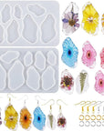 44PCS Resin Earring Molds, Silicone Molds for Epoxy Resin, Geometrical Flower Leave Heart Shaped Epoxy Silicone Casting Molds for Jewelry Pendant Keychain Charm, Resin Epoxy Kit