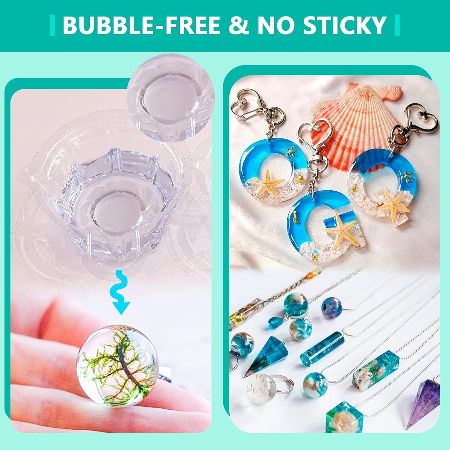 New UV Resin Kit with Light, Crystal Clear Hard Resin Sunlight Curing UV Resin Beginner Kit for Jewelry, Doming, Coating, and Casting, DIY Craft