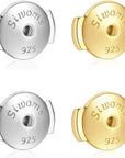 2-Pairs 14K Gold Locking Earring-Back Replacements for Studs, Hypoallergenic 925 Silver Secure Backings (No Fading, Comfort)