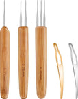 5 Pieces Dreadlocks Crochet Hook Tool Crochet Needles Includes 3 Pieces Dreadlocks Crochet 1 Hook 2 Hooks 3 Hooks for Hair Dreads Braid Craft Weaving 2 Pieces Hair Locking Tool (0.75 Mm)