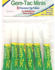 Gem-Tac Premium Quality Adhesive for Securely Bonding Rhinestones and Gems - Water-Based, UVA Resistant, 6 Tube Bag, 1-Pack