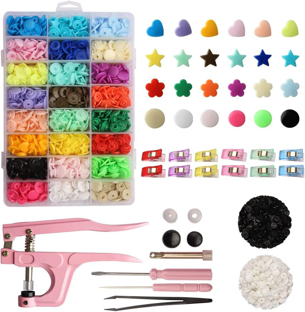 Polygon Snap Kit with Snap Pliers, 473Pcs T5 Snap Kit for DIY and Sewing/Making/Repairing/Decorating Clothes, Diapers, Bibs…
