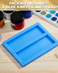 Double Cavity Silicone Knife Scale Mold Casting Resin Knife Mold for Bottle Stopper DIY Craft Making Supplies, 0.4 X 2 X 6 Inches, Blue (2)