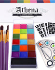 Athena Face Body Paint Oil Palette, Professional Flash Non Toxic Safe Tattoo Halloween FX Party Artist Fancy Makeup Painting Kit for Kids and Adult
