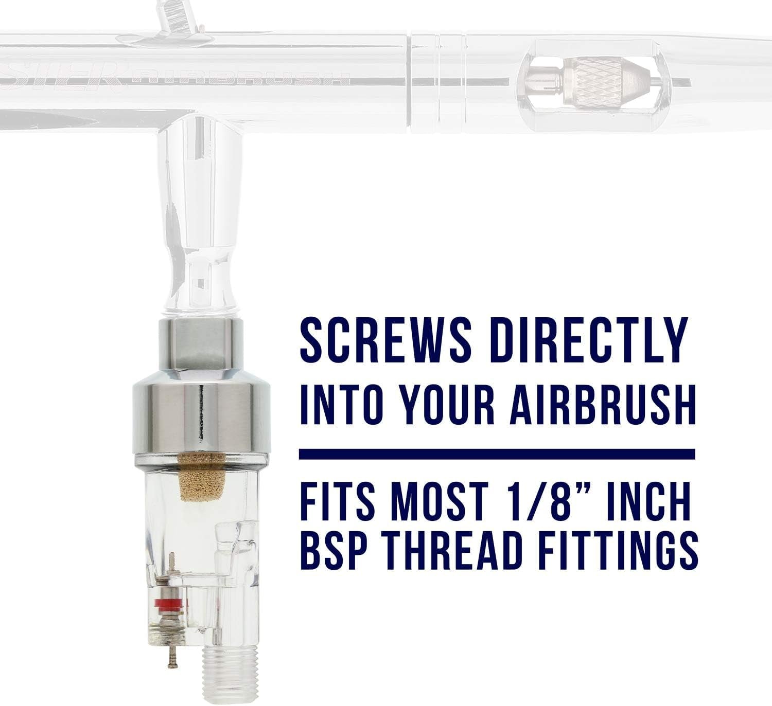 Premium Airbrush In-Line Mini Air Filter and Water Trap (Connects Directly onto Airbrushes and Hoses with 1/8" Threads)