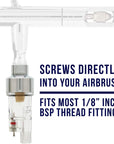 Premium Airbrush In-Line Mini Air Filter and Water Trap (Connects Directly onto Airbrushes and Hoses with 1/8" Threads)