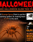 Orange Halloween Glow in the Dark Spray Paint - Make Indoor and Outdoor Halloween Decorations Glow Neon Fluorescent in the Dark - Metal Plastic Fabric