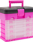 Pink Tackle Box for Women, 4 Drawer, 13 Compartment Tool Storage Organizer for Crafts, Dolls, Nail Kits, Sewing (10 X 10 Inches)