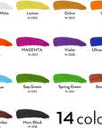 14 Colors Large Bulk Acrylic Paint Set (16.9 Oz,500 Ml) Rich Art Painting Supplies, Non Toxic for Multi Surface Canvas Wood Leather Fabric Stone Craft, for Kid & Adult with Color Wheel