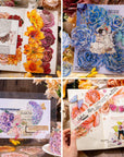 80 Pieces Large Size Flower Stickers with Gold Holographic Outlines, Glitter Shiny Floral Waterproof Decorative Decals for Scrapbooking Supplies Junk Journal Bullet Journals Planners