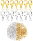 300PCS Lobster Claw Clasps with Open Jump Rings 12Mm Metal Lobster Clasps for DIY Craft Bracelet Jewelry Making (Gold, Clasp: 12X7Mm+Ring:5Mm)