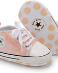 Unisex Baby Boys Girls High Top Sneaker Soft Anti-Slip Sole Newborn Infant First Walkers Canvas Denim Shoes