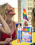 Rainbow Colors Face Painting Kits- 16 Colors Twistable Face Paint Marker Sticks with 2 Brushes, LGBT Washable Face Paint Crayons Kit, Birthday, Pride Day