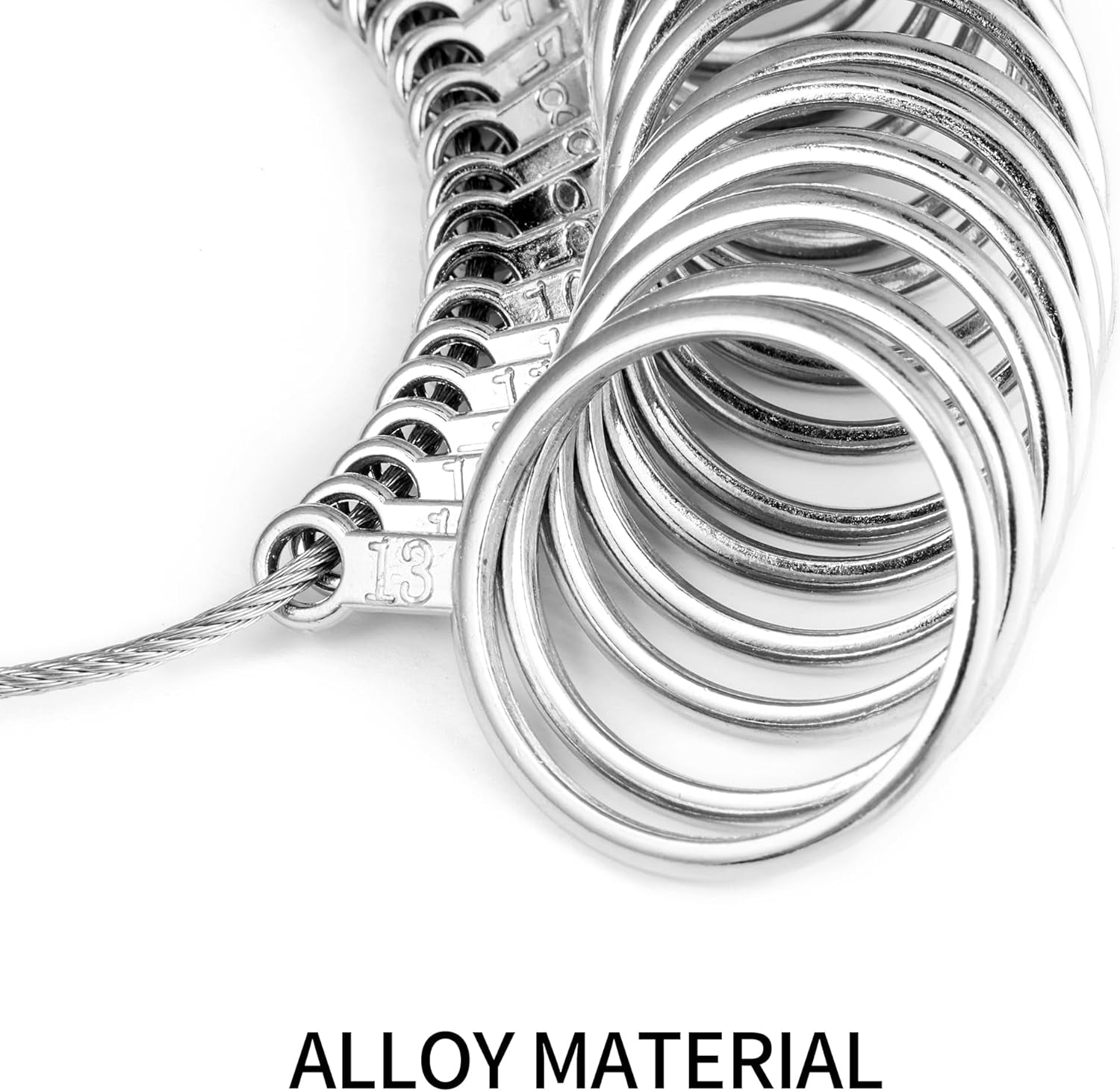 Ring Sizer Measuring Tool Kit, 27 PCS Stainless Steel Measuring Ring Tool, US Ring Size 0-13 with Half Size, 2 PCS Reusable Finger Size Tape with Magnified Glass 1-17 USA Rings Size