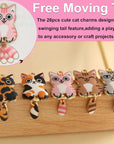 28 Pieces Enamel Cat Charms with Swinging Tails for Jewelry Making and Crafting - Cute Animal Charm for Bracelets Earrings Necklaces Crafts (28Pcs Cat-B)