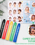 Face Paint Crayons for Kids, Face Body Painting Crayons Water Based 6 Colors Crayon Non-Toxic Makeup for Children Themed Parties Sleepovers Halloween Masquerades Carnivals