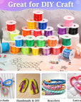 Lanyard String Kit, Boondoggle String with 25 Rolls Plastic Lacing Cord and 50Pcs Keychain Lanyard Accessories, Gimp String Lanyard Weaving Kit for Keychain Crafts, Bracelet and Lanyards