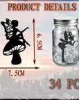 34 Pieces Laser Cut Cardboard Fairies Scrapbook Fairy Silhouettes Fairy Cutouts Fairy Die Cuts for Lantern Jars Wall Painting Scrapbook Windows Glass and Phones Decoration