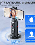 P02 360 Rotation Gimbal Stabilizer, Follow-up Selfie Desktop Face Tracking Gimbal for Tiktok Smartphone Live,with Remote Shutter