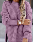 Round Neck Slit Sweater