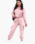 Women'ss Fashion Loungewear Crew Neck Jogger Lounge Set Pink