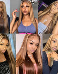 Highlight Wig 13x6 Hd Lace Frontal Wig Natural Hairline PrePlucked 30 Inch 13x4 Honey Blonde Straight Lace Front Wigs Human Hair
