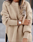 Round Neck Slit Sweater