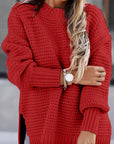 Round Neck Slit Sweater