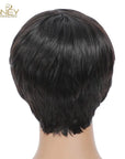 Short Human Hair Wigs Pixie Cut Straight perruque Brazilian Virgin for Black Women Machine Made Wigs With Bangs Cheap Glueless W