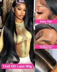 40 Inch Bone Straight Human Hair 200 Density 13x6 Hd Lace Frontal Wig Brazilian Lace Front Human Hair Wigs For Women PrePlucked