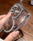 Luxury Diamond Glitter Clear Plating Case For iPhone 15 14 Plus 13 12 11 Pro Max 15 Shockproof Magnetic Wireless Charging Cover