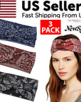 3PCS Boho Headbands Leopard Hair Bands Knotted Turban Wraps Stripe Cloth Elegant