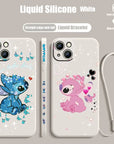 Disney Stitch Cute For Apple iPhone 15 14 13 12 11 XS XR X 8 7 Pro Max Plus Mini Liquid Left Rope Phone Case