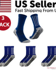 3 Pair Sport Socks Anti Slip W/ Grip Soccer Men Football Basketball Sock Premium