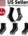 3 Pair Sport Socks Anti Slip W/ Grip Soccer Men Football Basketball Sock Premium