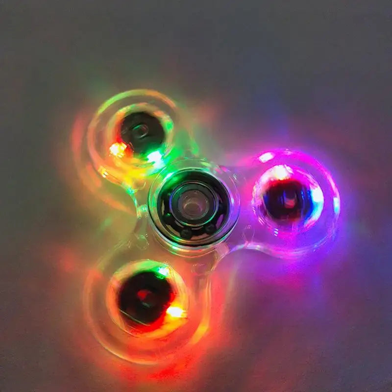 Luminous LED light Fidget Spinner Crystal Fingertip Spinners Glow in Dark Stress Relief Fidget Toys Kinetic Gyroscope for Childs