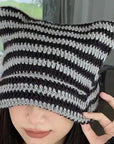 Cute Devil Knitting Striped Hat