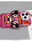 Cute Cartoon Powerpuff Girls Holder Case for iPhone 14 13 12 11 Pro Max X XR XS 6 6S 7 8 Plus SE 2020 Transparent Silicone Cover