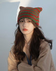 Cute Devil Knitting Striped Hat