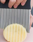 Stainless Steel Potato Chip Slicer Dough Vegetable Fruit Crinkle Wavy Kitchen Knife Cutter Chopper French Fry Maker Tools Gadget