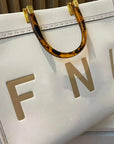 2024 Luxe Fendi-Inspired Tote - Large Capacity Vintage Leather Shoulder Bag with Golden Details for Women