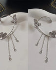 Shiny Zircon Butterfly Ear Cuff Gold Color Tassel Clip On Earrings For Women Korea Style Copper Earring Without Piercing Jewelry