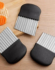 Stainless Steel Potato Chip Slicer Dough Vegetable Fruit Crinkle Wavy Kitchen Knife Cutter Chopper French Fry Maker Tools Gadget