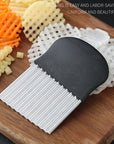 Stainless Steel Potato Chip Slicer Dough Vegetable Fruit Crinkle Wavy Kitchen Knife Cutter Chopper French Fry Maker Tools Gadget