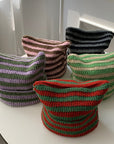 Cute Devil Knitting Striped Hat